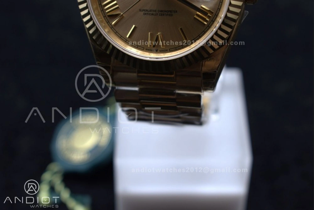 Thermal DayDate 40 RG GSF Gain Weight Gold Roman Dial on President Bracelet A 390