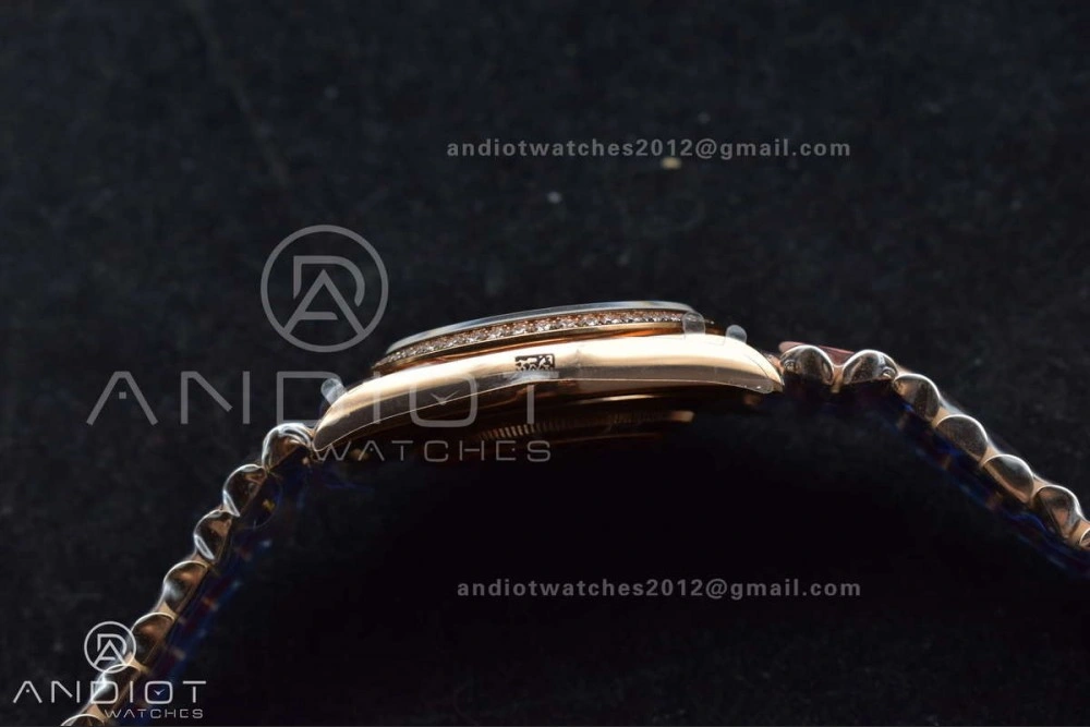 Contemporary DayDate 40 RG JDF 904L Steel Meteorite Dial Crystal Markers On President Bracelet A 708