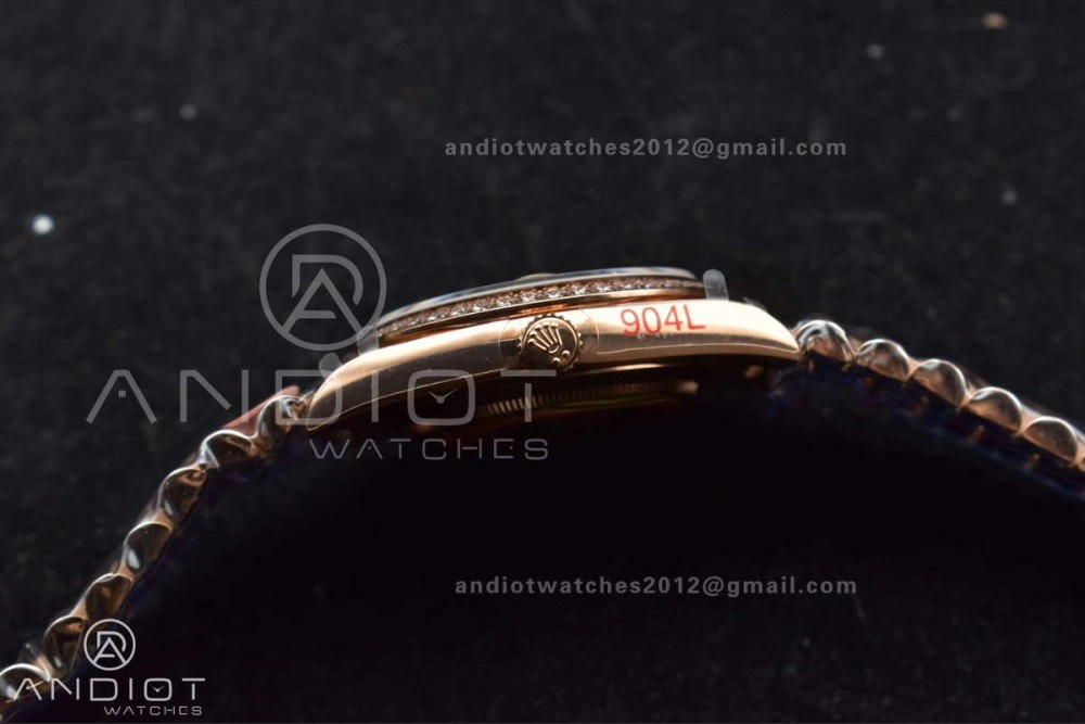Contemporary DayDate 40 RG JDF 904L Steel Meteorite Dial Crystal Markers On President Bracelet A 708