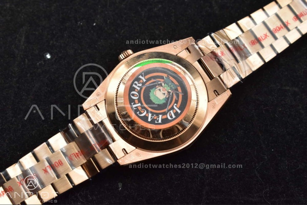 Contemporary DayDate 40 RG JDF 904L Steel Meteorite Dial Crystal Markers On President Bracelet A 708