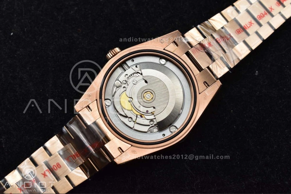 Contemporary DayDate 40 RG JDF 904L Steel Meteorite Dial Crystal Markers On President Bracelet A 708