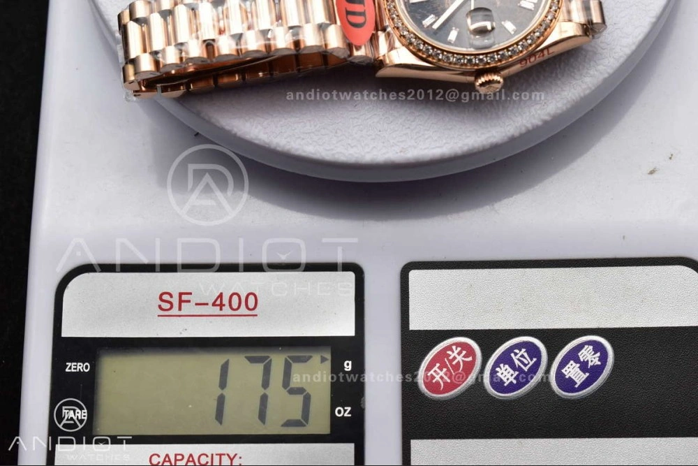 Contemporary DayDate 40 RG JDF 904L Steel Meteorite Dial Crystal Markers On President Bracelet A 708