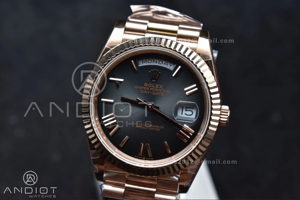 AllSeason DayDate 40 RG QF Best Edition 904L Steel Slate Ombre Dial on President Bracelet A2836 V4 (Gain Weight) 711