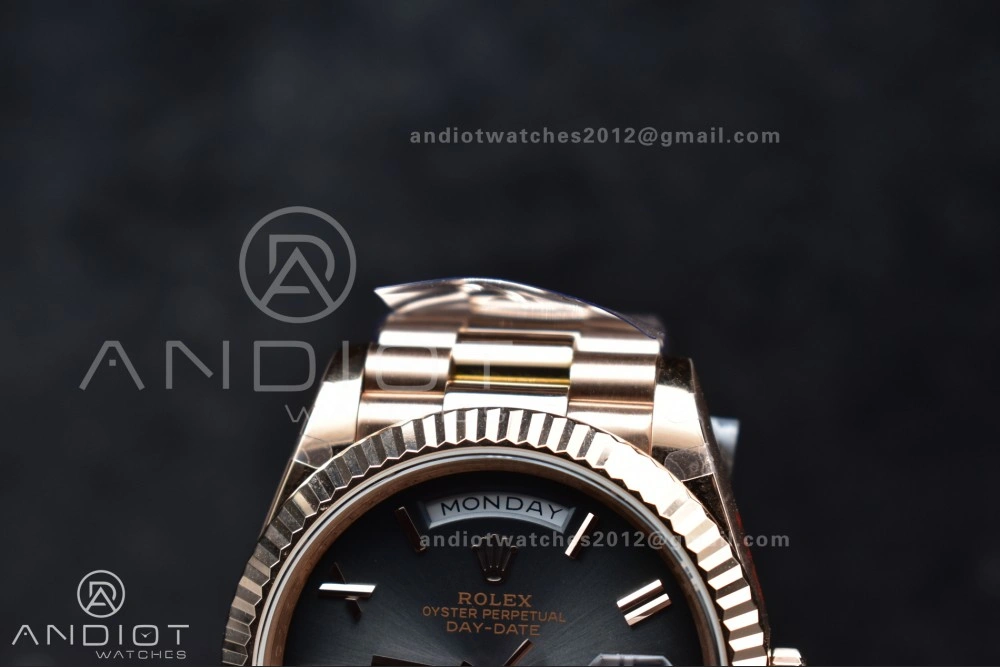 AllSeason DayDate 40 RG QF Best Edition 904L Steel Slate Ombre Dial on President Bracelet A2836 V4 (Gain Weight) 711