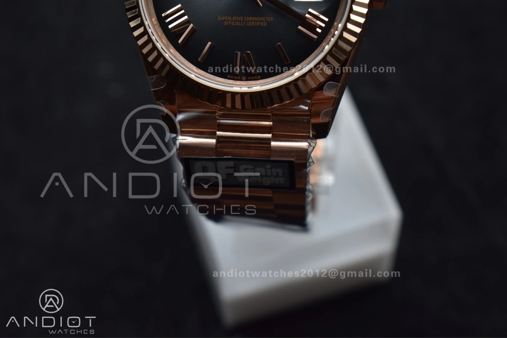 AllSeason DayDate 40 RG QF Best Edition 904L Steel Slate Ombre Dial on President Bracelet A2836 V4 (Gain Weight) 711