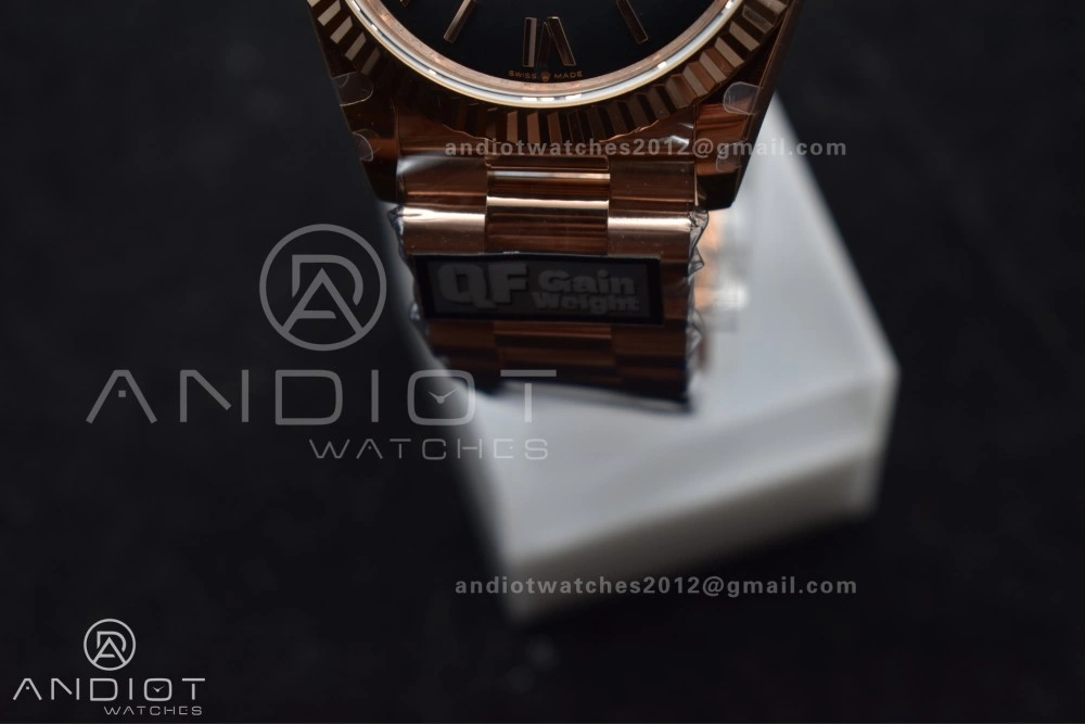 AllSeason DayDate 40 RG QF Best Edition 904L Steel Slate Ombre Dial on President Bracelet A2836 V4 (Gain Weight) 711