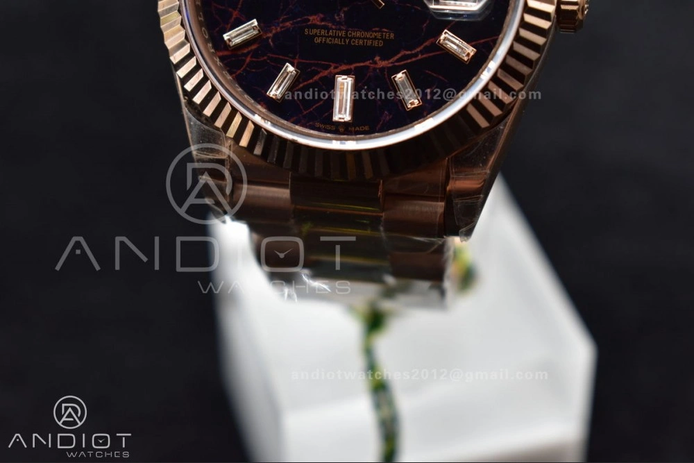 Comfortable DayDate 40 RG TWF 316L Steel Meteorite Dial Crystal Markers on President Bracelet A 402