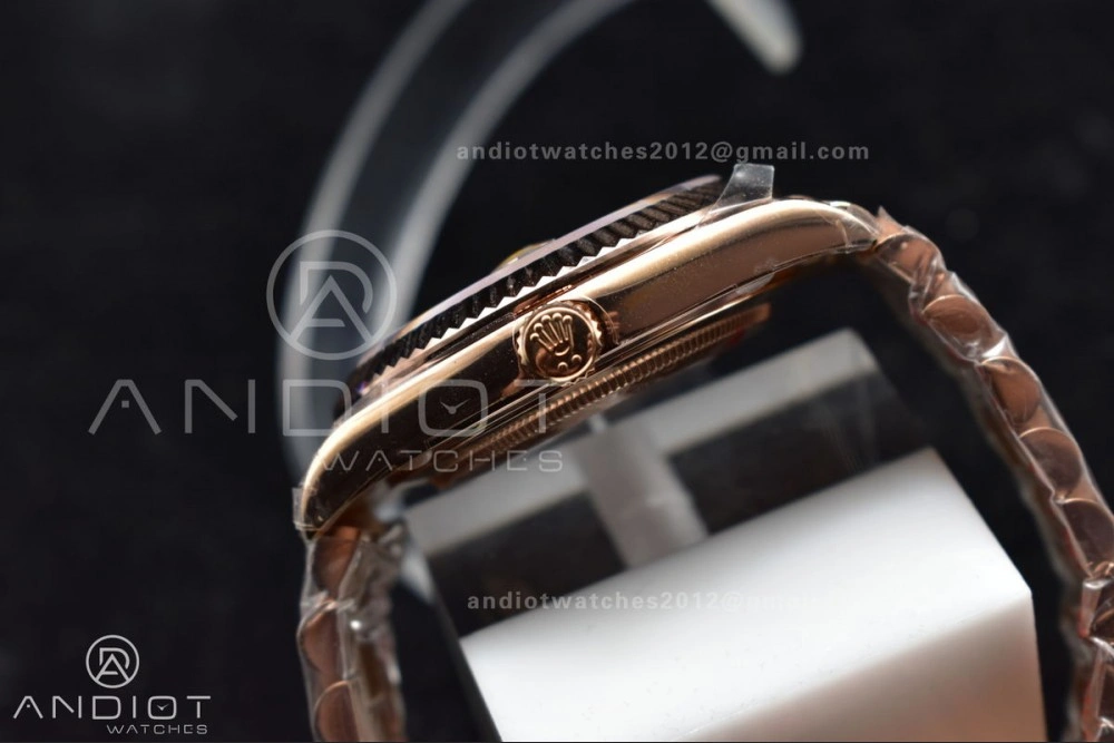 Comfortable DayDate 40 RG TWF 316L Steel Meteorite Dial Crystal Markers on President Bracelet A 402