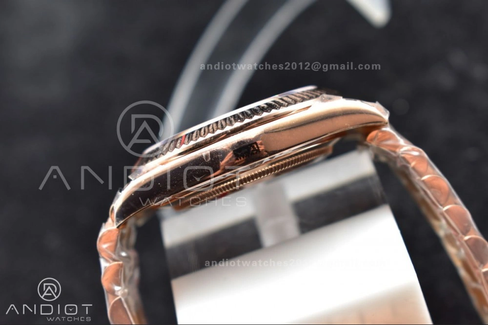 Comfortable DayDate 40 RG TWF 316L Steel Meteorite Dial Crystal Markers on President Bracelet A 402