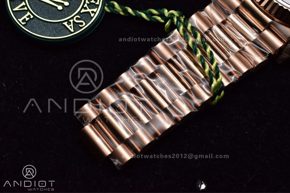 Comfortable DayDate 40 RG TWF 316L Steel Meteorite Dial Crystal Markers on President Bracelet A 402