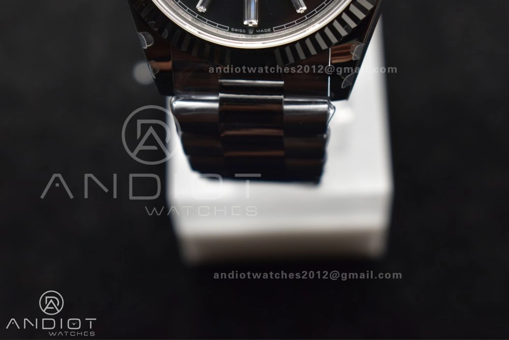 DayDate 40 SS GMF 904L Steel Black Crystal Dial on President Bracelet A2836 V3 (Gain Weight) Original 713