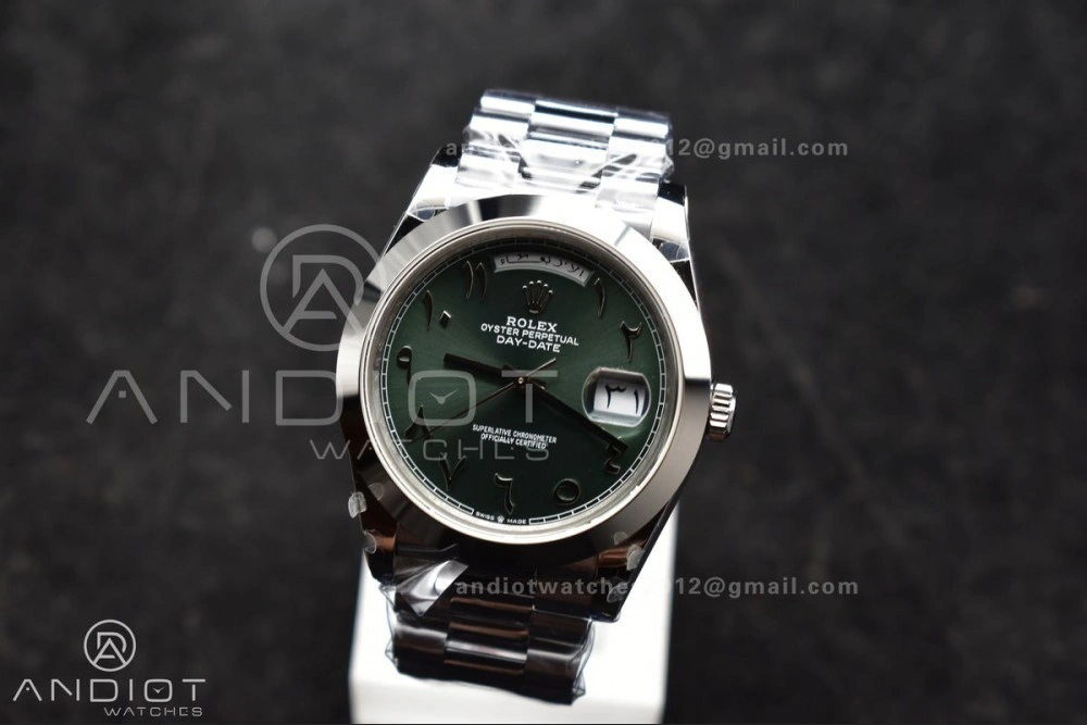 DayDate 40 SS GMF 904L Steel Green Dial Arabic Markers On President Bracelet A HighQuality 707