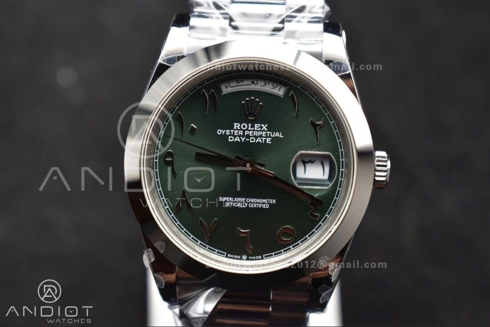 DayDate 40 SS GMF 904L Steel Green Dial Arabic Markers On President Bracelet A HighQuality 707