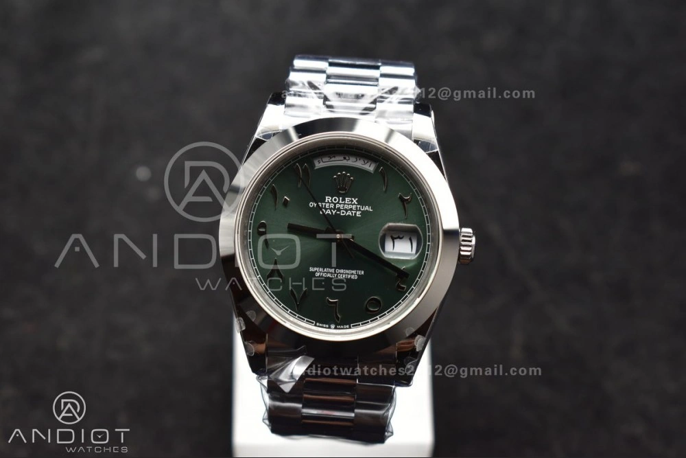 DayDate 40 SS GMF 904L Steel Green Dial Arabic Markers On President Bracelet A HighQuality 707