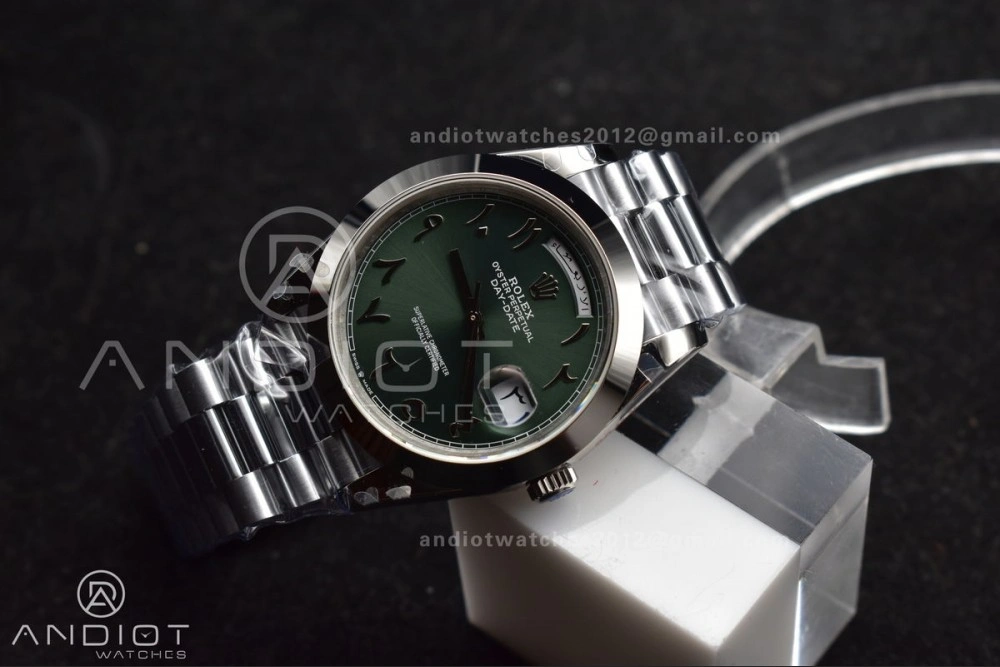 DayDate 40 SS GMF 904L Steel Green Dial Arabic Markers On President Bracelet A HighQuality 707