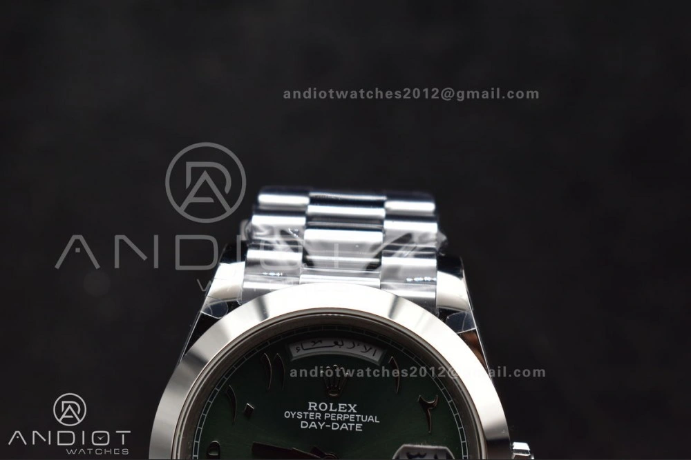 DayDate 40 SS GMF 904L Steel Green Dial Arabic Markers On President Bracelet A HighQuality 707