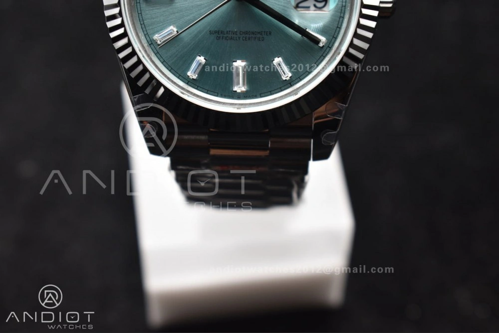 DayDate 40 SS GMF 904L Steel Ice Blue Stick Dial On President Bracelet A3255 V Tailored 714