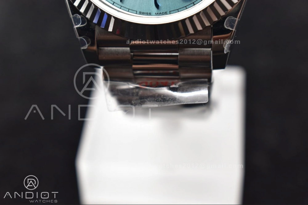 DayDate 40 SS GMF 904L Steel Iced Blue Dial Arabic Markers on President Bracelet A3255 V Packable 710