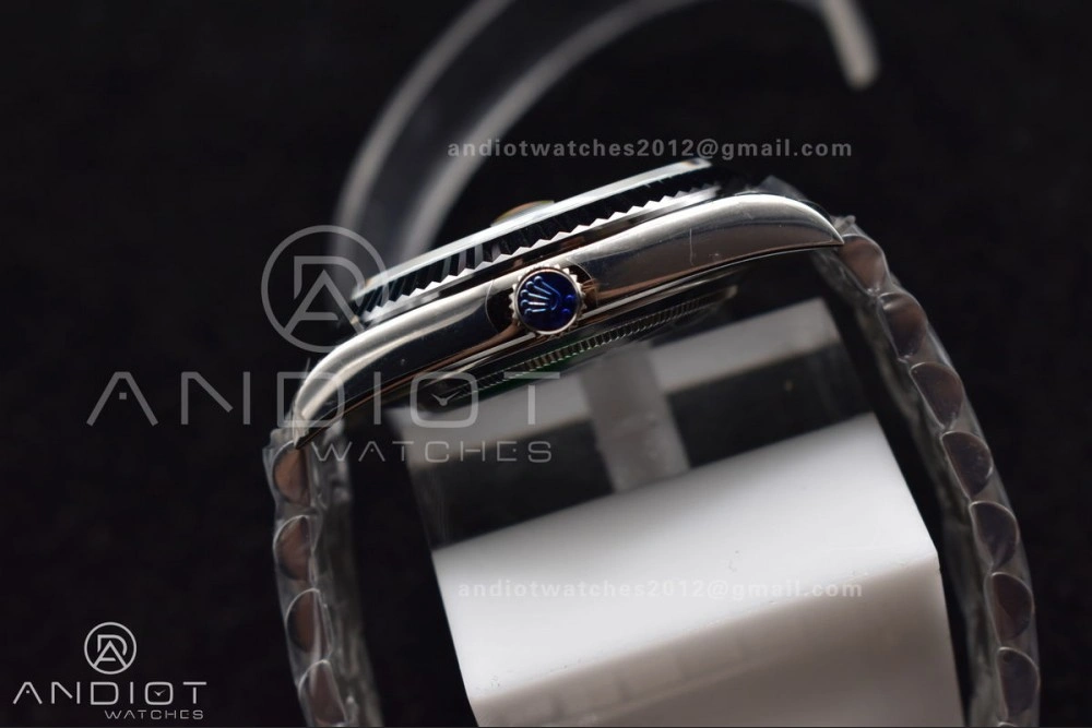 Durable DayDate 40 SS GMF 904L Steel Iced Blue Dial Roman Markers On President Bracelet A3255 V 715
