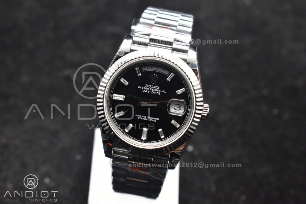 Seasonal DayDate 40 SS GMF Gain Weight Black Crystal Dial On President Bracelet A 717