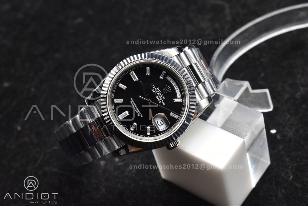 Seasonal DayDate 40 SS GMF Gain Weight Black Crystal Dial On President Bracelet A 717