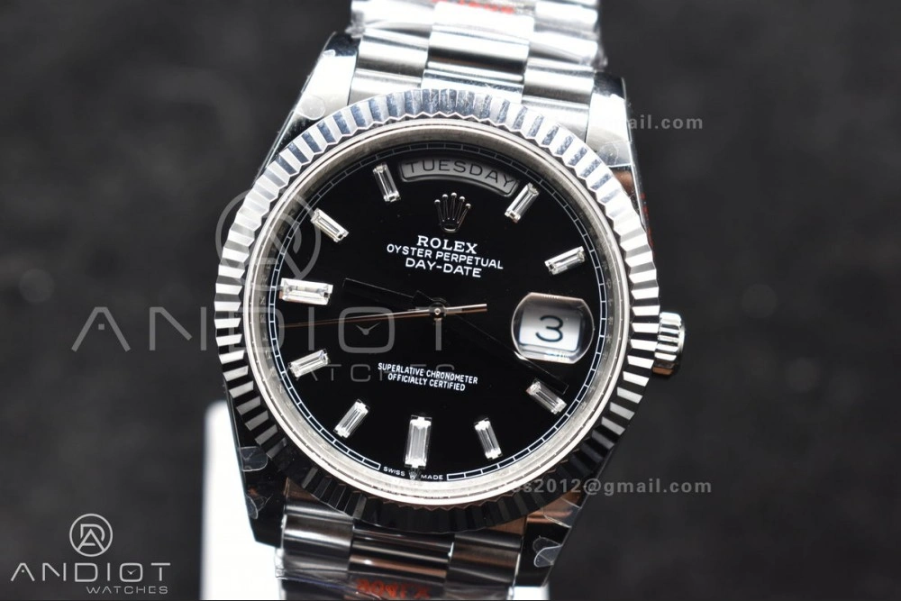Seasonal DayDate 40 SS GMF Gain Weight Black Crystal Dial On President Bracelet A 717