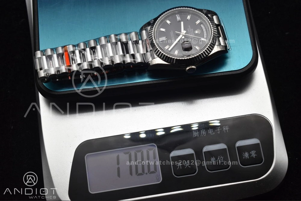Seasonal DayDate 40 SS GMF Gain Weight Black Crystal Dial On President Bracelet A 717