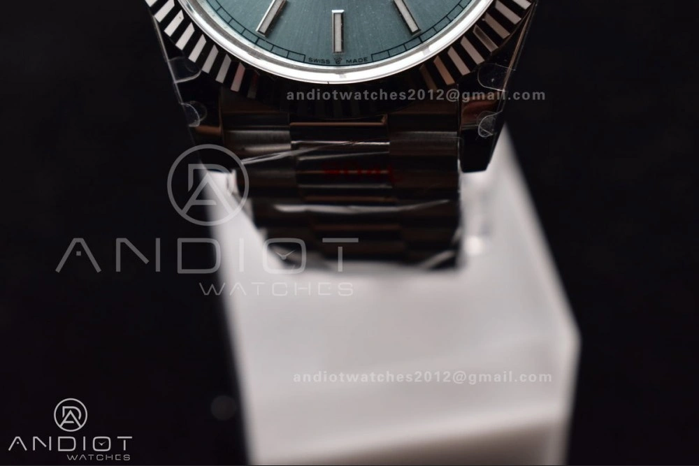 Bright DayDate 40 SS GMF Gain Weight Ice Blue Stick Dial on President Bracelet A 716