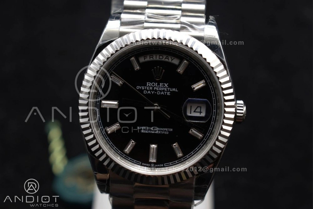 Thermal DayDate 40 SS GSF Gain Weight Black Crystal Dial on President Bracelet A 718