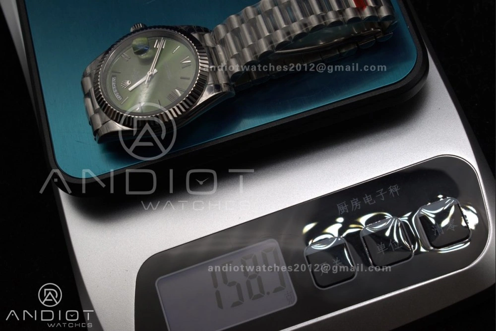 DayDate 40 SS GSF Gain Weight Green Roman Dial Bezel on President Bracelet A Flexible 719