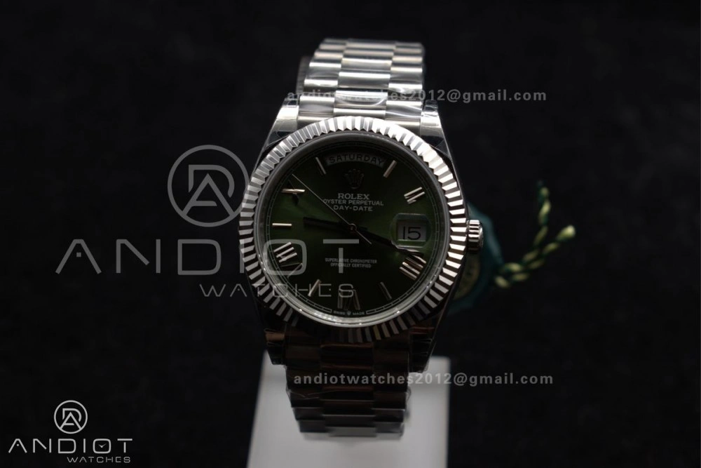 DayDate 40 SS GSF Gain Weight Green Roman Dial Bezel on President Bracelet A Flexible 719