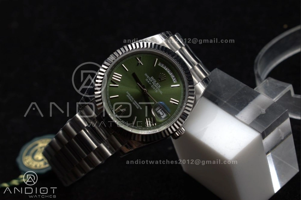 DayDate 40 SS GSF Gain Weight Green Roman Dial Bezel on President Bracelet A Flexible 719