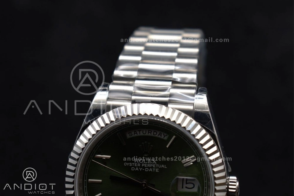 DayDate 40 SS GSF Gain Weight Green Roman Dial Bezel on President Bracelet A Flexible 719