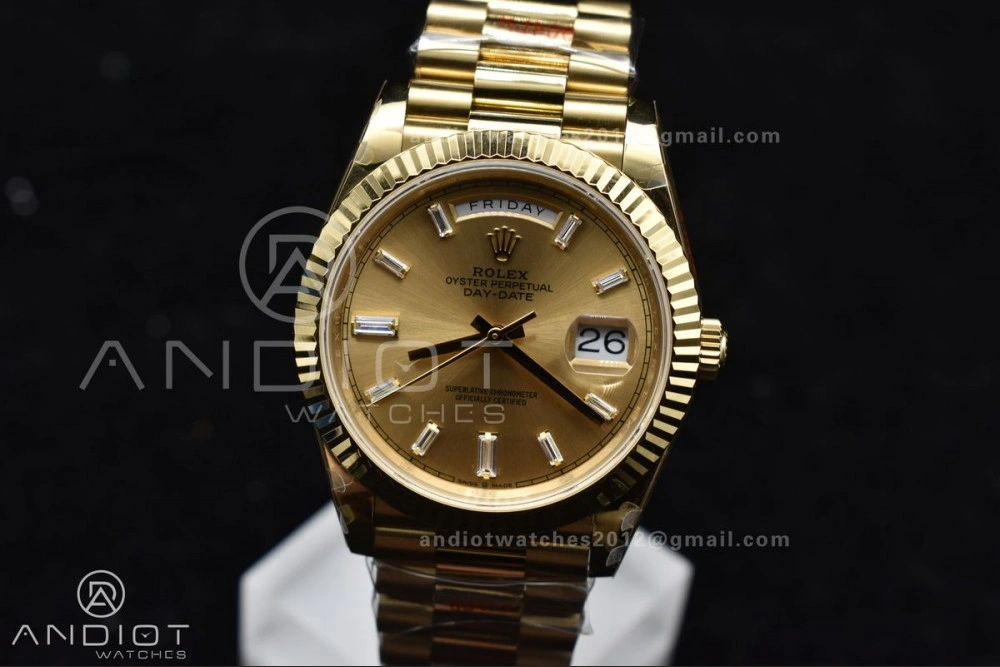 DayDate 40 YG GMF Gain Weight 904L Steel Gold Dial Diamond Markers On President Bracelet A3255 V Fashionable 723