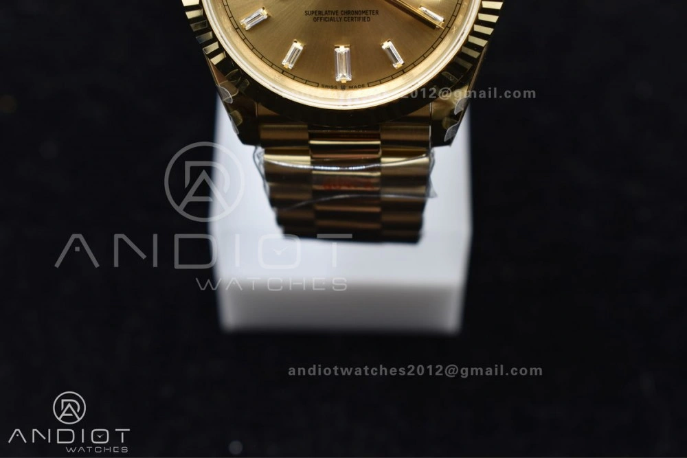 DayDate 40 YG GMF Gain Weight 904L Steel Gold Dial Diamond Markers On President Bracelet A3255 V Fashionable 723
