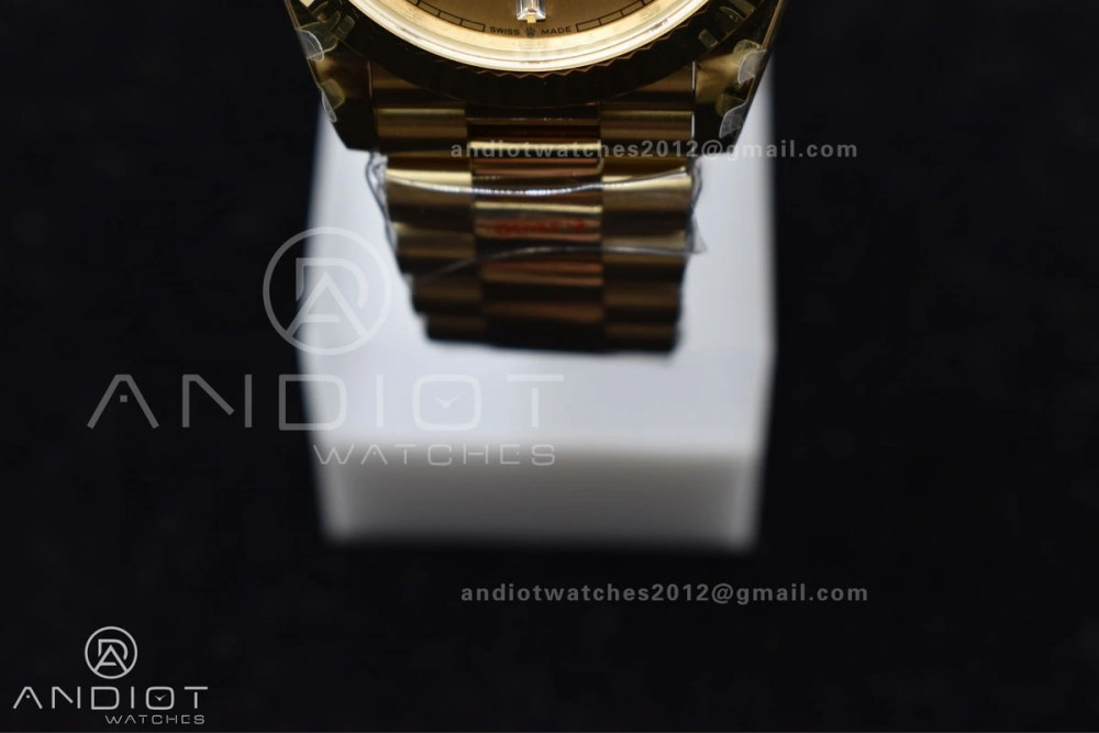 DayDate 40 YG GMF Gain Weight 904L Steel Gold Dial Diamond Markers On President Bracelet A3255 V Fashionable 723
