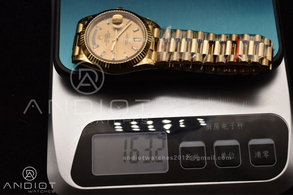 DayDate 40 YG GMF Gain Weight 904L Steel Gold Dial Diamond Markers On President Bracelet A3255 V Fashionable 723