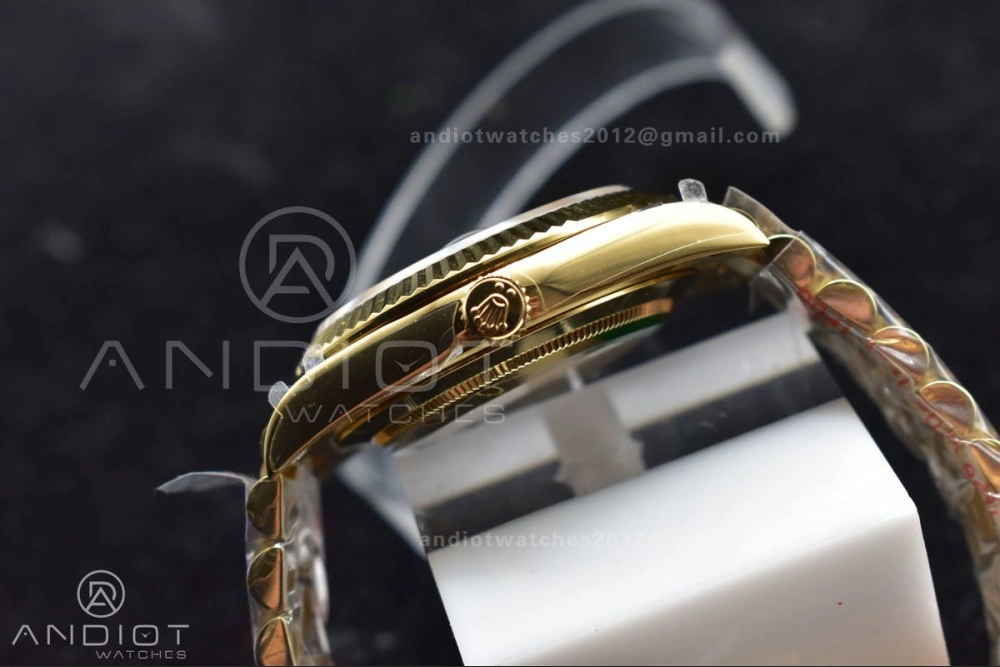 SoftTouch DayDate 40 YG GMF Plated 904L Steel Black Dial Crystal Markers On President Bracelet A2836 V 721