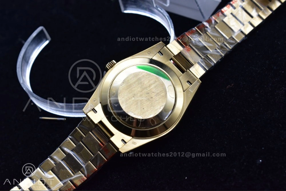 SoftTouch DayDate 40 YG GMF Plated 904L Steel Black Dial Crystal Markers On President Bracelet A2836 V 721
