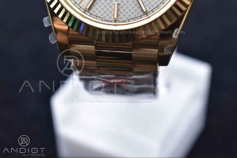 DayDate 40 YG GMF Plated 904L Steel Checked Dial Crystal Markers On President Bracelet A2836 V Practical 772