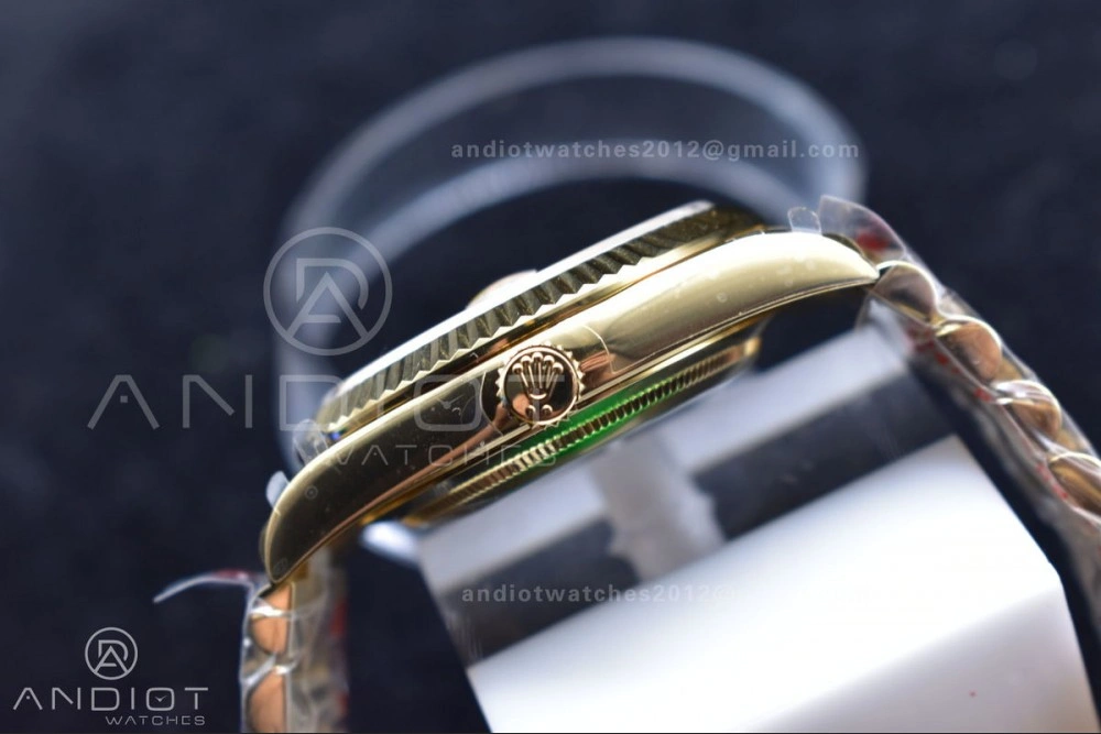 DayDate 40 YG GMF Plated 904L Steel Checked Dial Crystal Markers On President Bracelet A2836 V Practical 772
