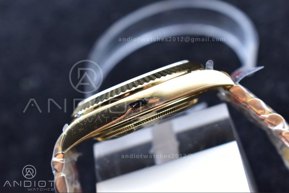 DayDate 40 YG GMF Plated 904L Steel Checked Dial Crystal Markers On President Bracelet A2836 V Practical 772