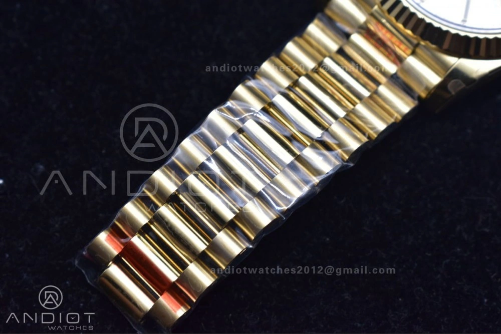 DayDate 40 YG GMF Plated 904L Steel Checked Dial Crystal Markers On President Bracelet A2836 V Practical 772