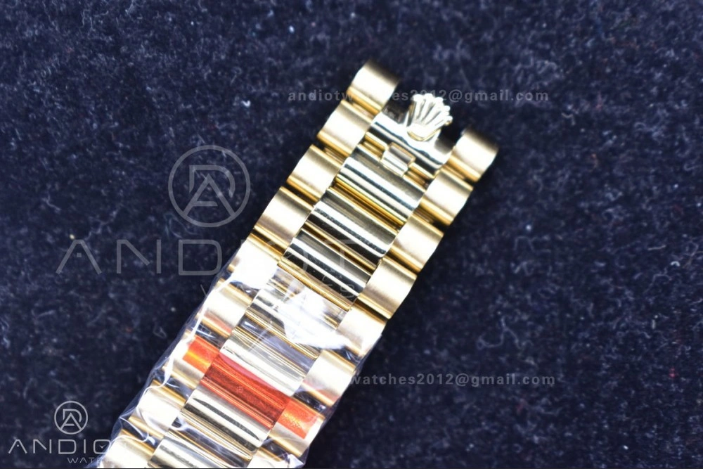 DayDate 40 YG GMF Plated 904L Steel Checked Dial Crystal Markers On President Bracelet A2836 V Practical 772