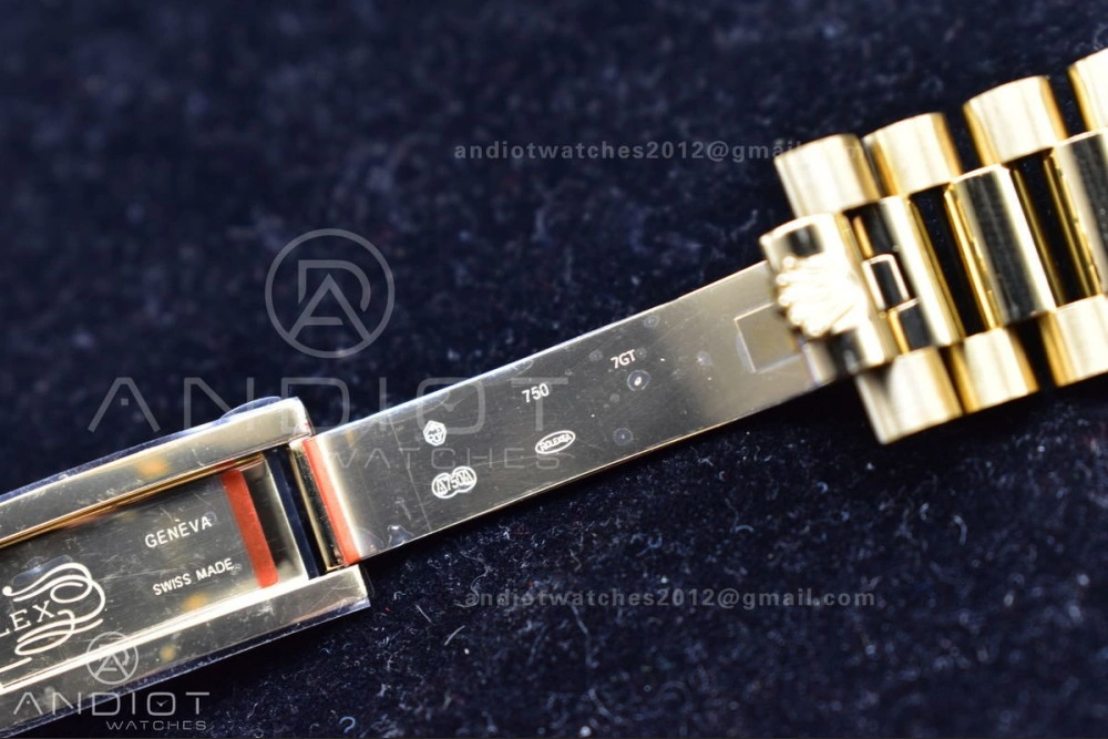 DayDate 40 YG GMF Plated 904L Steel Checked Dial Crystal Markers On President Bracelet A2836 V Practical 772