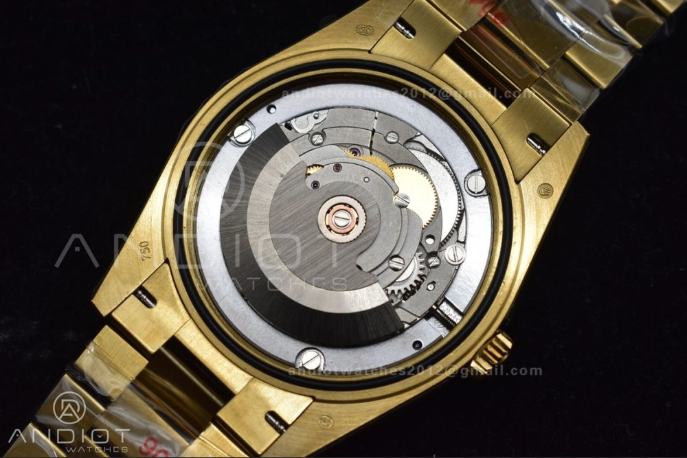 DayDate 40 YG GMF Plated 904L Steel Checked Dial Crystal Markers On President Bracelet A2836 V Practical 772