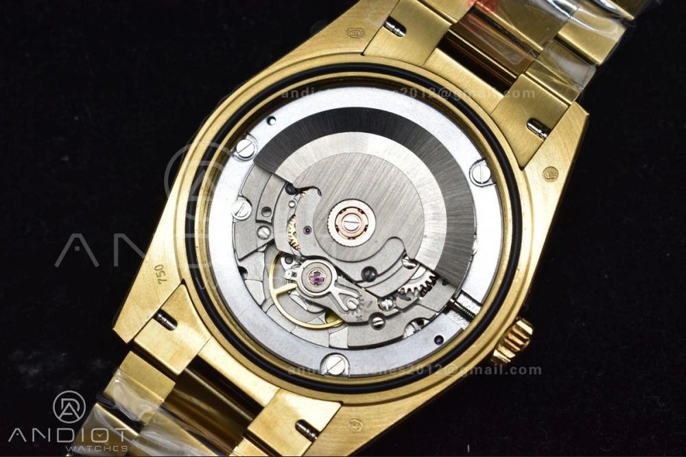 DayDate 40 YG GMF Plated 904L Steel Checked Dial Crystal Markers On President Bracelet A2836 V Practical 772