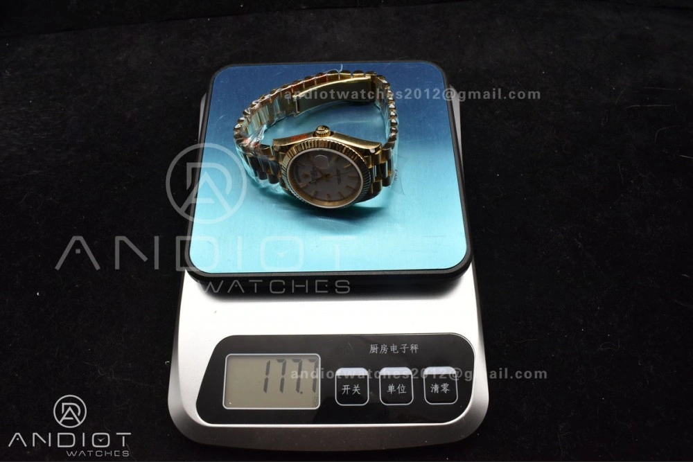 DayDate 40 YG GMF Tungsten Weighted 904L Steel White Dial Stick Markers On President Bracelet A2836 V Tailored 730