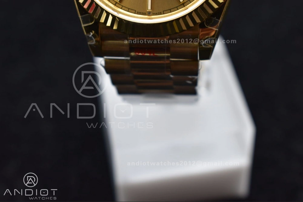 DayDate 40 YG JDF Gain Weight 904L Steel YG Dial Stick Markers on President Bracelet A2836 V ZipUp 731