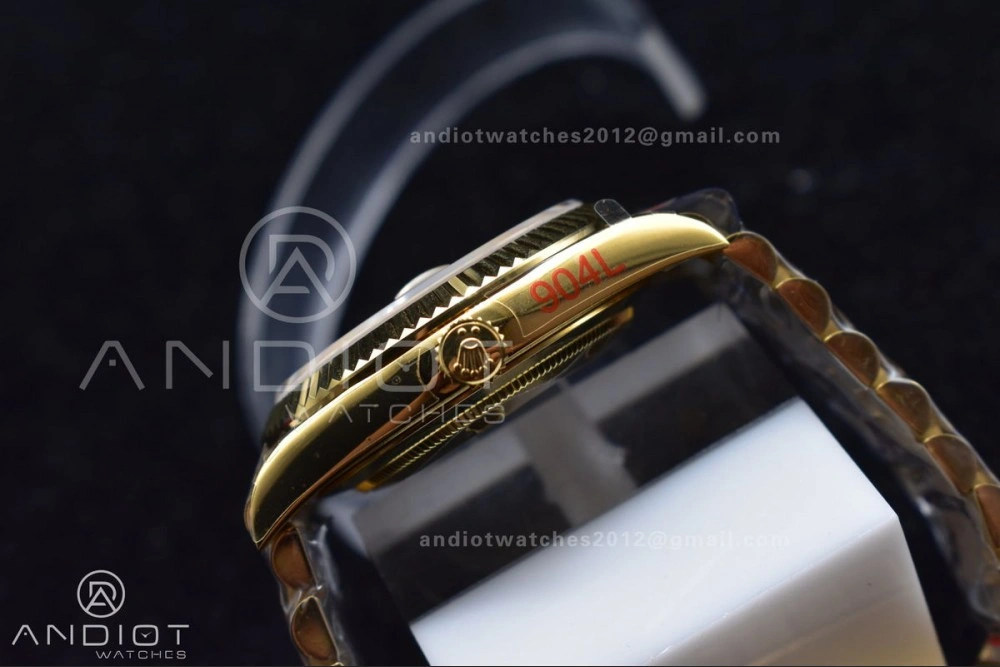DayDate 40 YG JDF Gain Weight 904L Steel YG Dial Stick Markers on President Bracelet A2836 V ZipUp 731